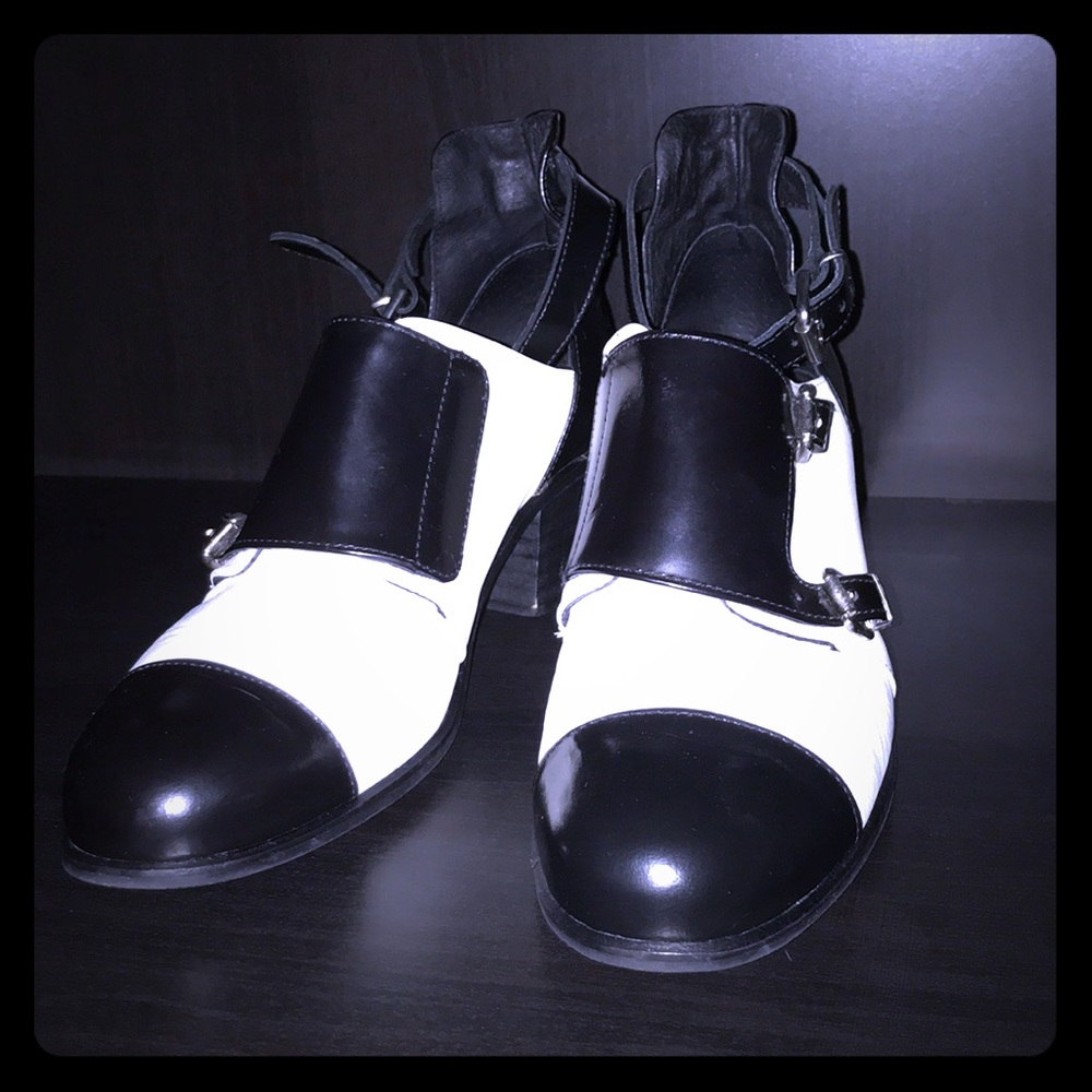 Black and White Belt Shoes.🖤☠️